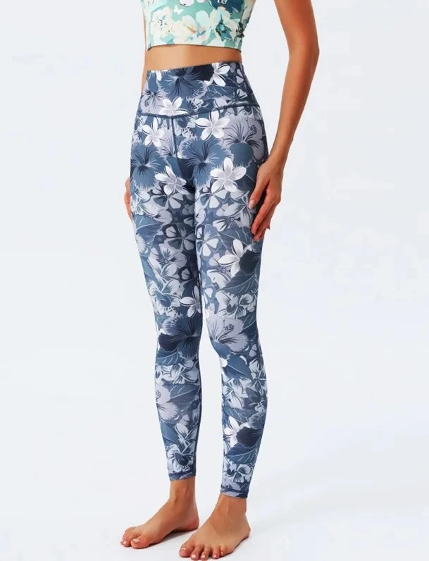 

Flower Yoga Pants for Women SportsHigh Waist Long Tights Running Trouser Workout Large Size Tummy Control