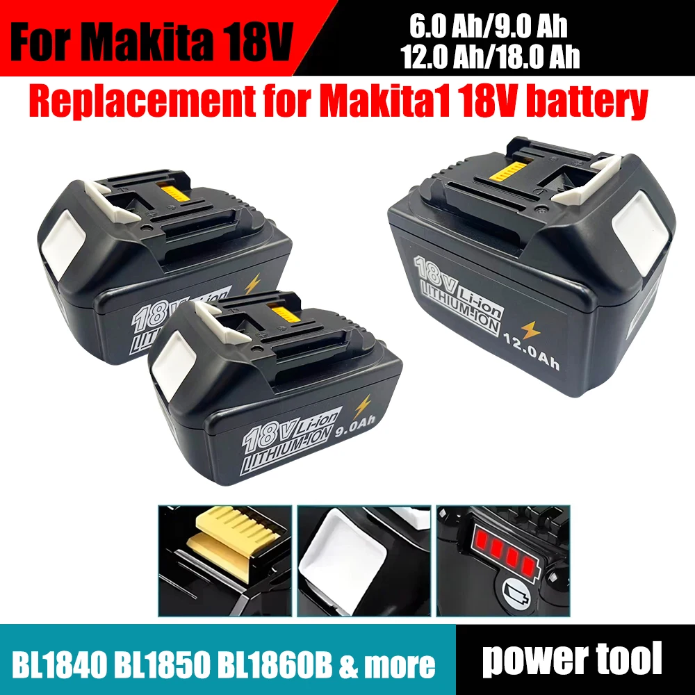 لماكيتا بطارية 18 فولت 9Ah/18Ah ليثيوم أيون استبدال BL1860B BL1860 BL1850 BL1830 DHP482RFX9 BL1815 LXT400 للتدريبات اللاسلكية #2
