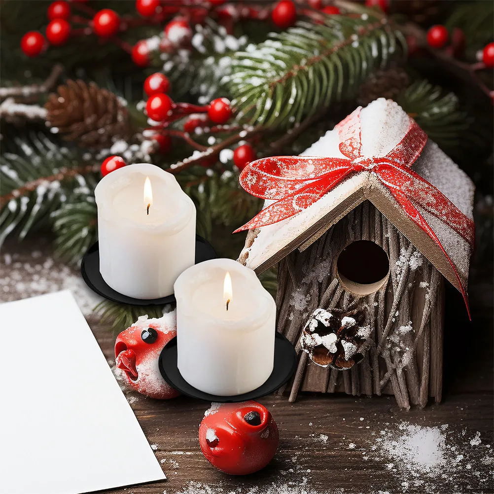 10Pcs Xmas Wreath Plate Metal Fixator Pillar Candlestick Holders Dining Table Centerpiece Decor Tealight Stand view 4