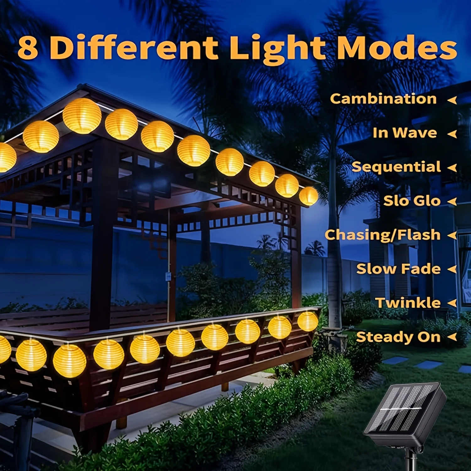 

Solar Lantern String Lights Waterproof Garden Lantern Patio Lamp Fairy Lights Decoration for Christmas Home Yard Fences Balcony