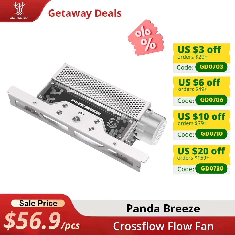 

BIGTREETECH Panda Breeze Crossflow Flow Fan High-Temperature Printing with LED Lighting Precision Cooling for Bambulab A1