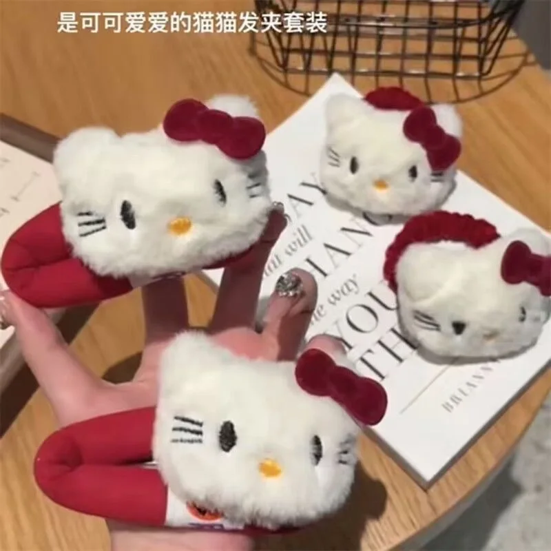 

Hello Kitty Hair Clip Cute Cartoon Red Bow Hair Clip Kt Girl Forehead Bangs Sweet Decoration Children Toy Holiday Gift Wholesale