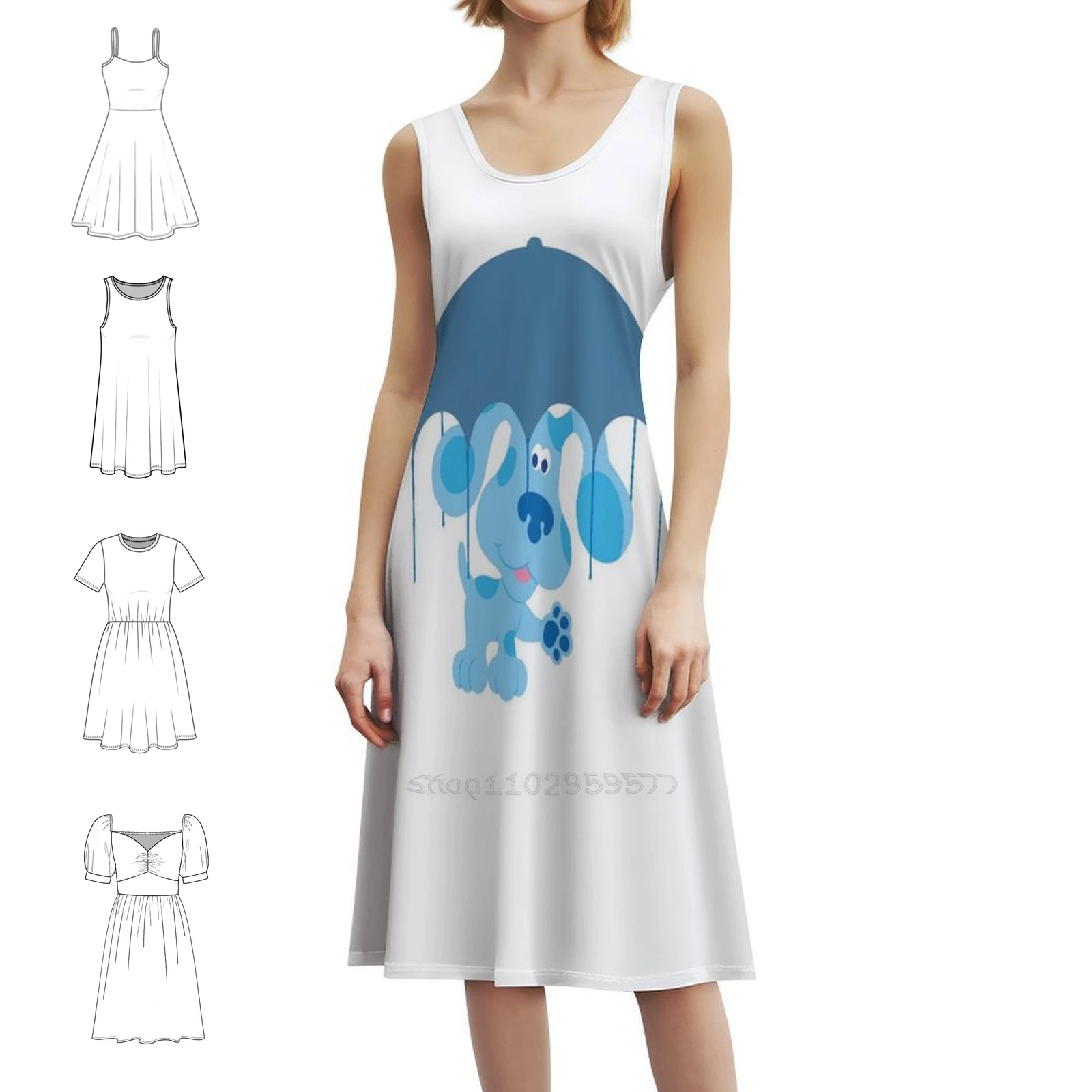 

Мини-платье Blues Clues в консервативном стиле для женщин, трапециевидное свободное повседневное дневное платье Blues Clues Steve Blues Clues Steve Woman