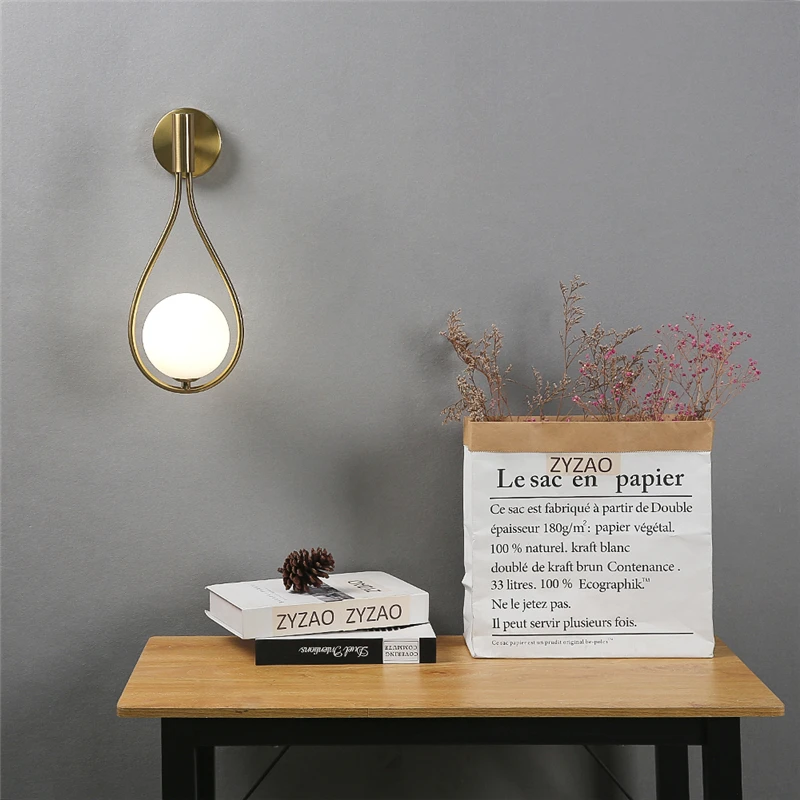 Modern Glass Ball Wall Light Luxury Gold Sconce Living Room Bedroom Bedside Aisle Staircase Nordic Wall Mount Indoor Decor Lamp