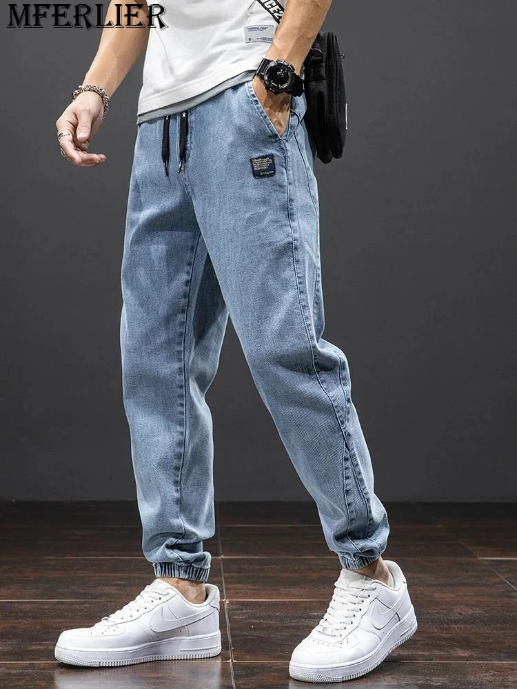 

Spring Summer Black Blue Cargo Jeans Men Streetwear Denim Jogger Pants Men Baggy Harem Jean Trousers Plus Size 6XL 7XL 8XL