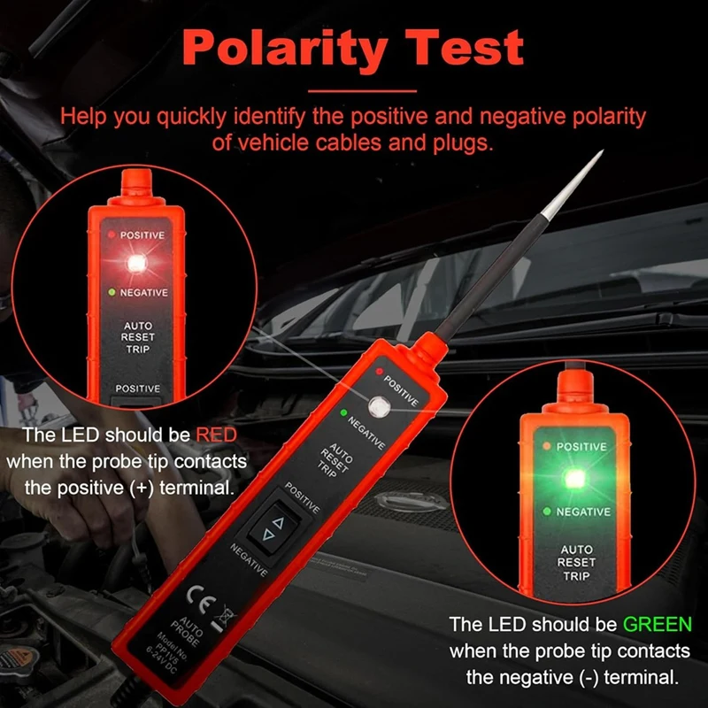 WCS-Power Circuit Probe Tester 6V-24V DC Test Light Car Fuse Test Tool 12V Short Circuit Detector 12V Electrical Test Kit