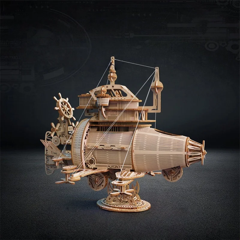 

3D Wooden Pirate Ship Puzzle-DIY Carousel & Ferris Wheel Model Kit, Creative Assembly Toy for Kids