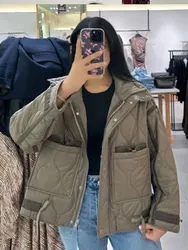 Women Fashion Winter Coat Solid High Neck Long Sleeves Loose Jackets Female Casual Vintage Streetwear Woman Outercoat Top