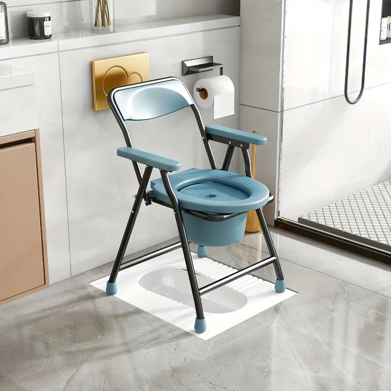 

Carbon Steel Folding Toilet Chair, Rust-Proof and Easy to Clean, Suitable for Temporary Toilets in Bathrooms and Outdoor Area