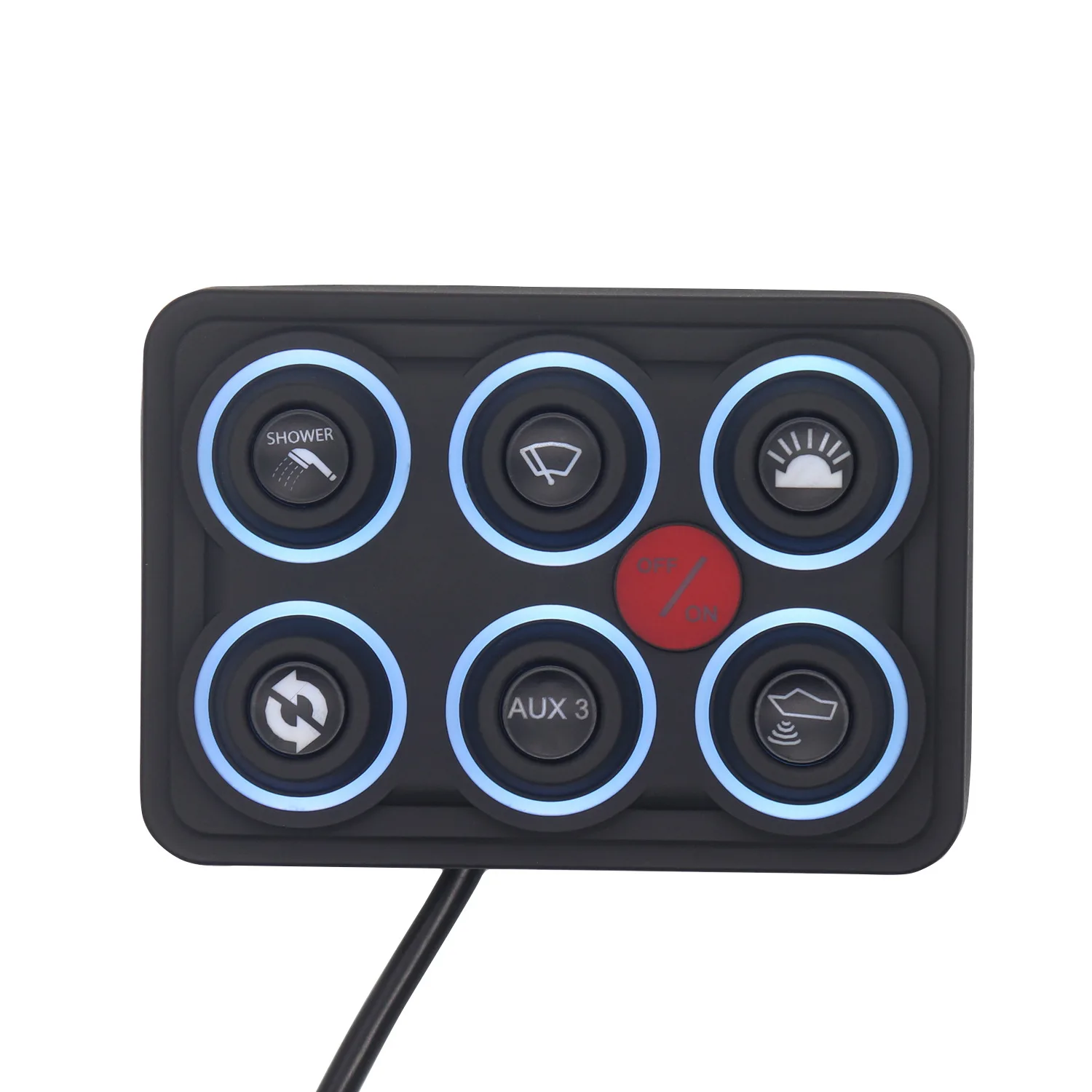 6-channel Silicone Button Switch Panel for Ship, Yacht Control Switch Fuse for Automotive Modification Accessories 12-24V