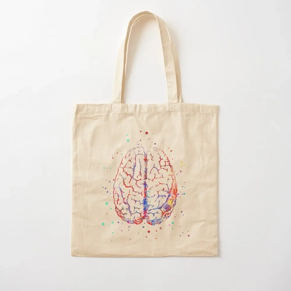 Brain anatomy, medical art, brain top, brain front, watercolor Tote Bag shopper bag women foldable reusable bag