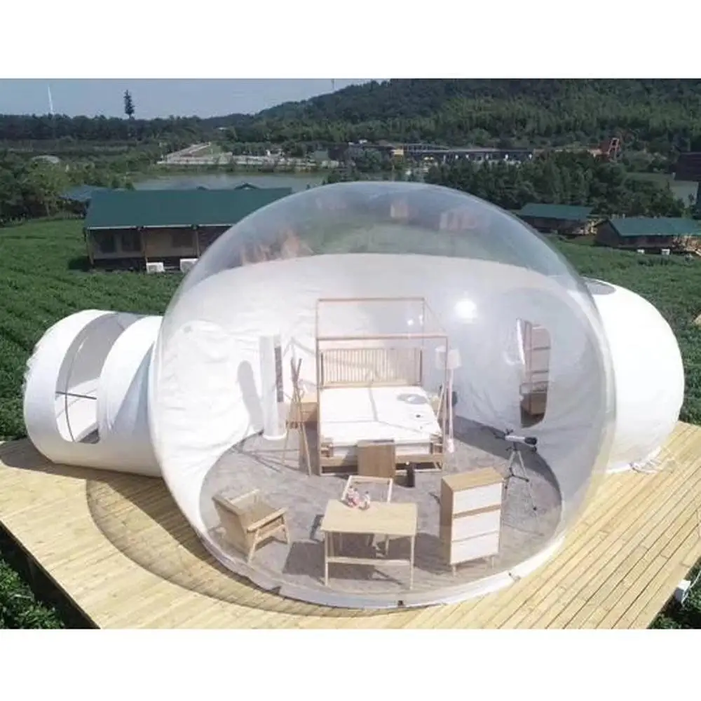 Tente à Bulles Gonflable d'Extérieur, Grande et Transparente, avec Chambre à Coucher et Toilettes, pour Camping, Glamping, Hôtel