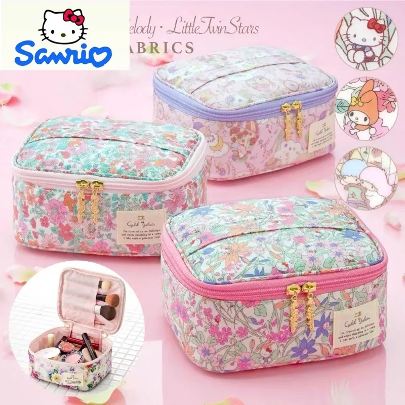 

Sanrio Hello Kitty сумка для хранения на молнии с двойной звездой и цветком для женщин, милая высококачественная многофункциональная косметичка
