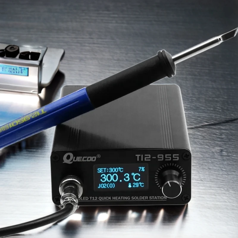 

STM32 V2.1S T12-955 Digital Soldering Station with 1.3" OLED Display, 9501 Handle and Iron Tips for Lead-Free Welding Tools