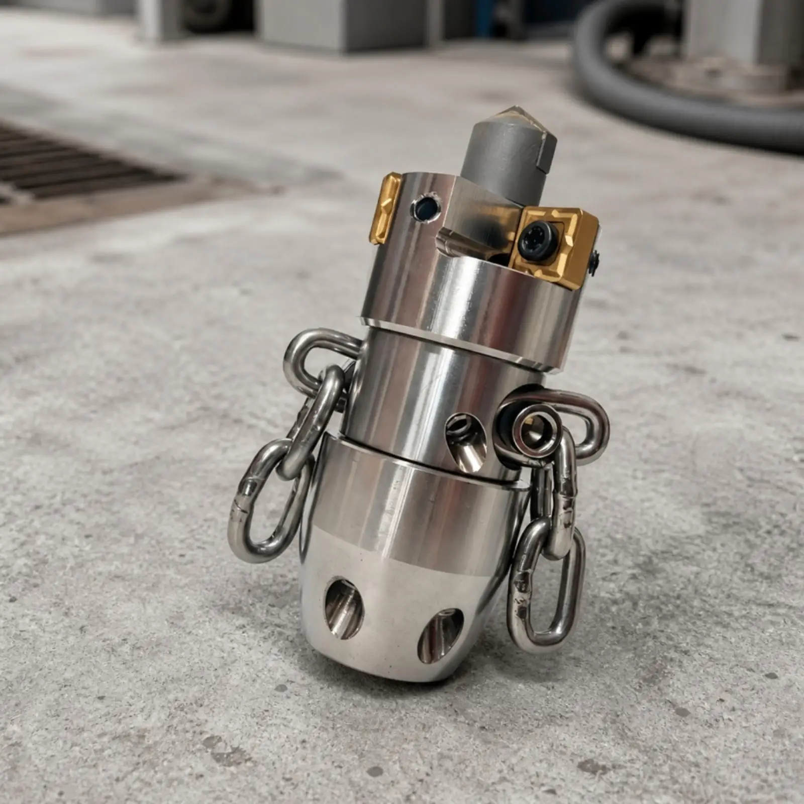 Rotary Drain Cleaning Nozzle Stainless Steel Sewer Blaster Head with Alloy Fins for G1/2 Threaded Hose Water Sprayer