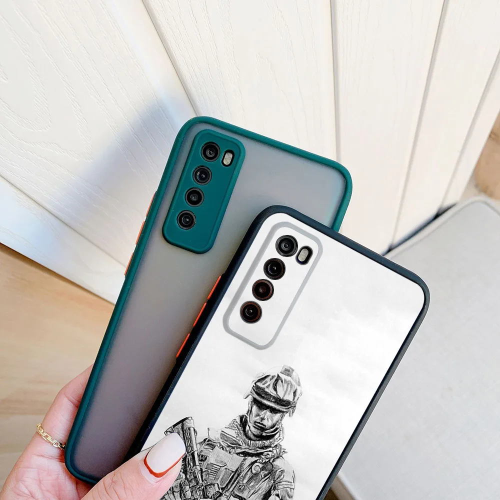 Phone Case For Samsung A14 A53 A52 A51 A34 A33 A32 A31 A24 A23 A22 A14 A13 A12 A70 Note10 Army Soldier Matte Translucent Cover