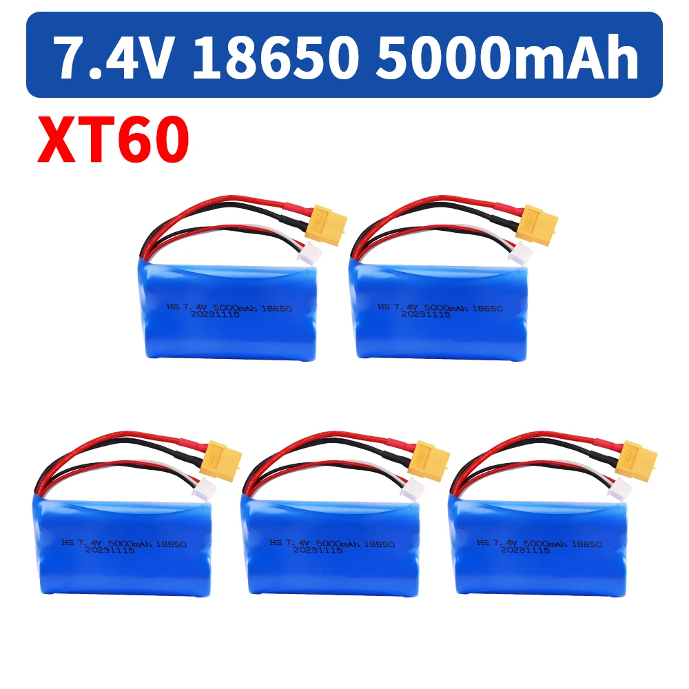 7.4V 5000mAh 18650 2S Li-ion battery XT60 for Henglong 3818 3819 3838 3878 3888 3898 3909 3918 3938 3939 1/16 RC tank toys parts