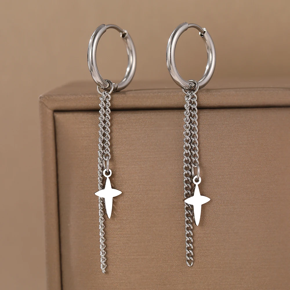 Women's Stainless Steel Geometric Hexagonal Dangle Earrings