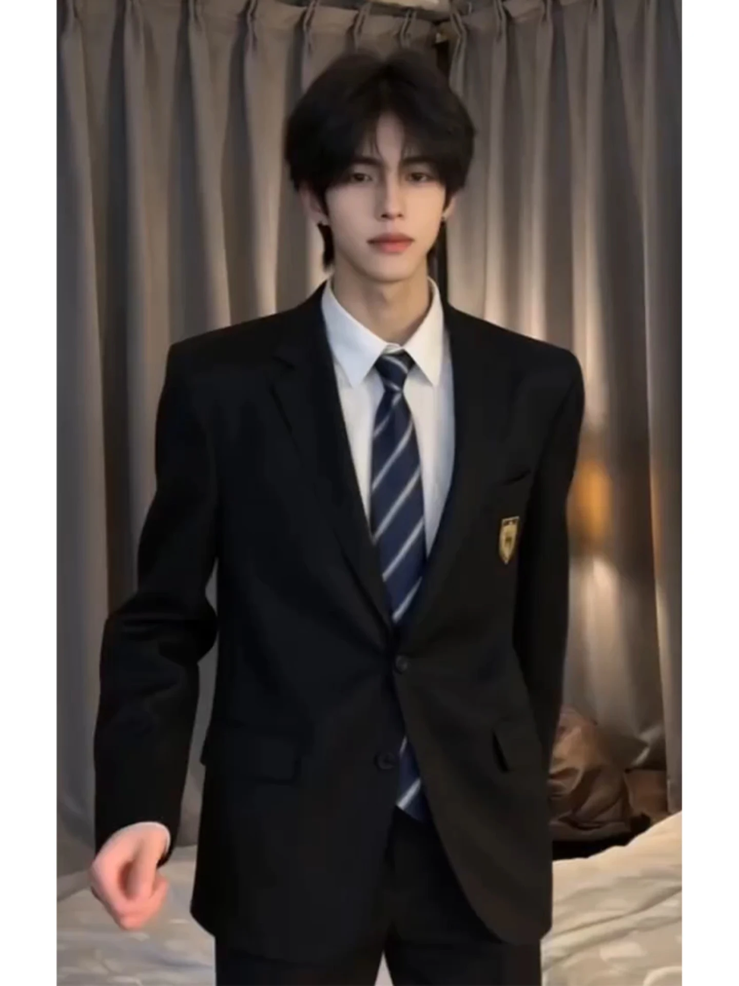 

Классический пиджак для мальчиков в стиле преппи, модный молодежный пиджак для старшеклассников, классический воротник, длинный рукав, цветной