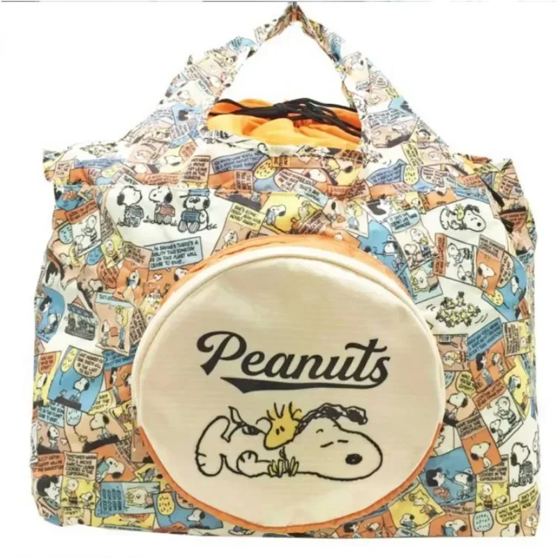 Borsa da ragazza Snoopy Borsa per la spesa pieghevole Borsa a tracolla con coulisse Borsa da picnic per cartoni animati con protezione ambientale