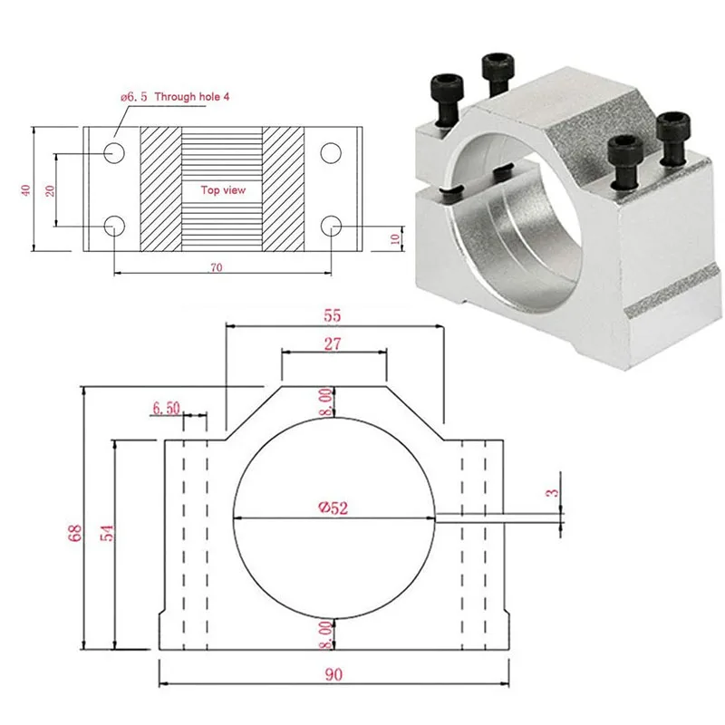 Imagem -06 - Motor de Eixo Refrigerado a ar 500w Mais 13 Pcs Mandril Er11 Mais Braçadeiras de 52 mm Mais Governo de Velocidade da Fonte de Alimentação