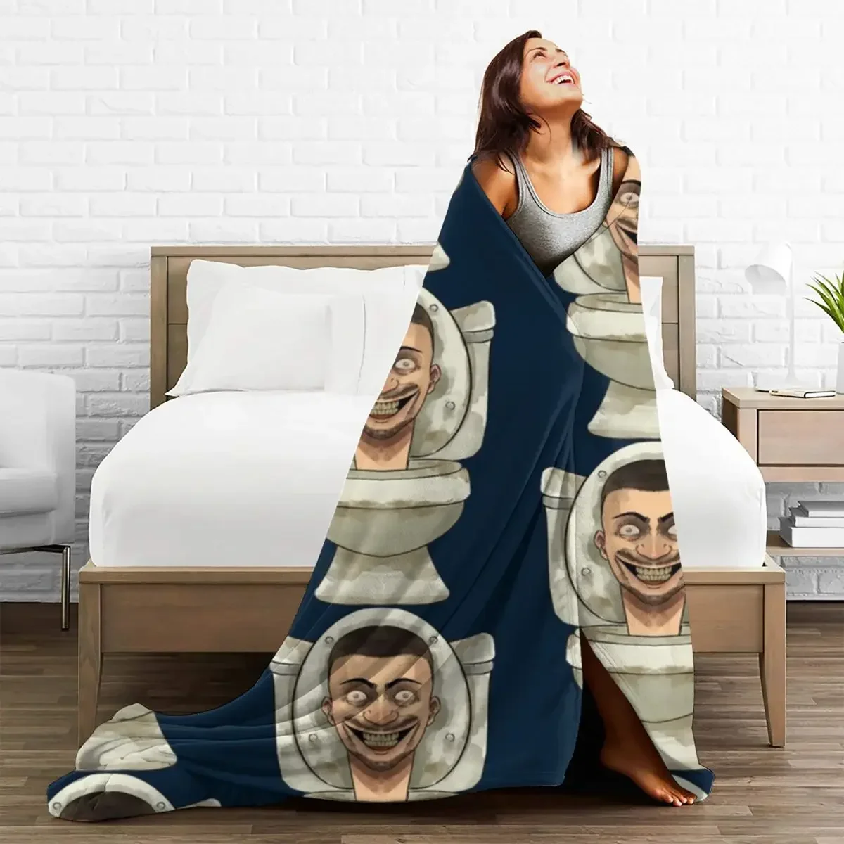 Skibidi المرحاض الفانيلا الطفل بطانية جودة لينة دائم الشر التلفزيون رمي بطانية الخريف كرسي أريكة سرير الجدة المفرش #4