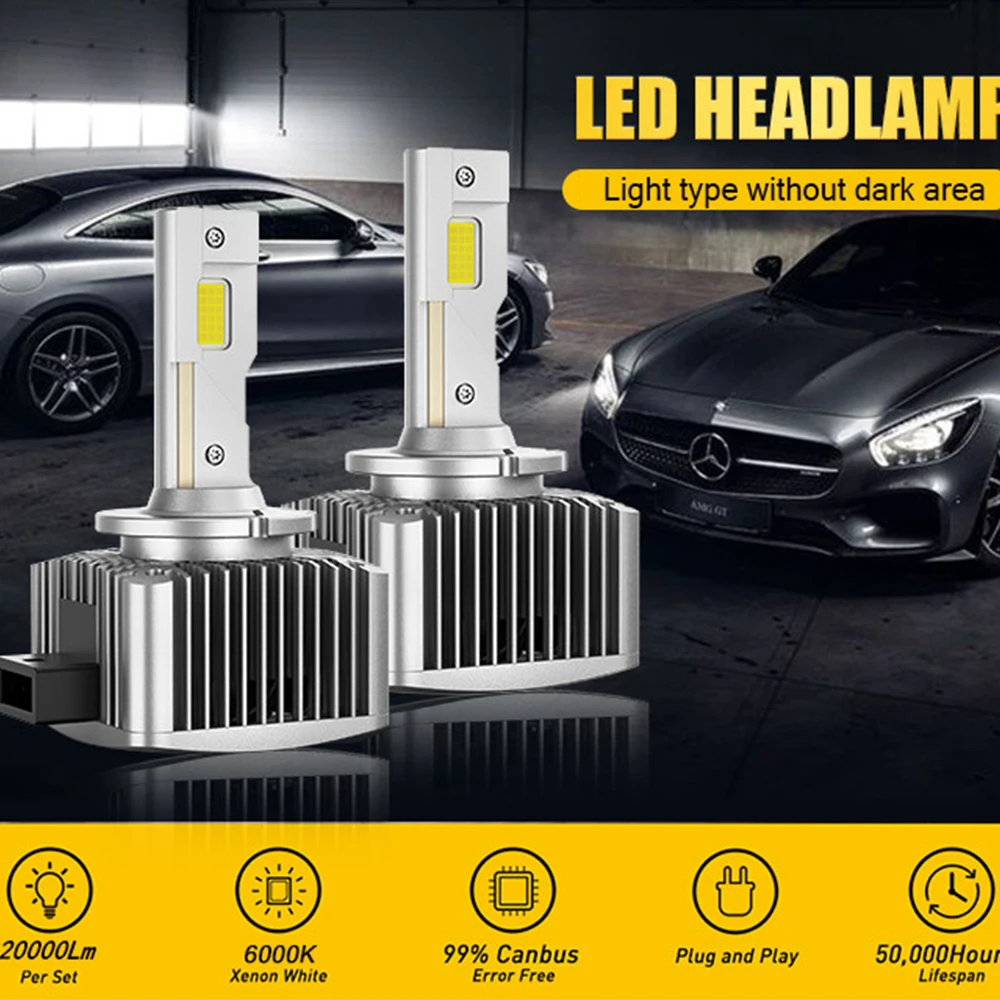 LED D2S D1S D4S D3S D5S D8S Car Headlight Bulbs 20000Lm 70w Projector Plug and Play White Super Bright Fog Lamp Headlamp