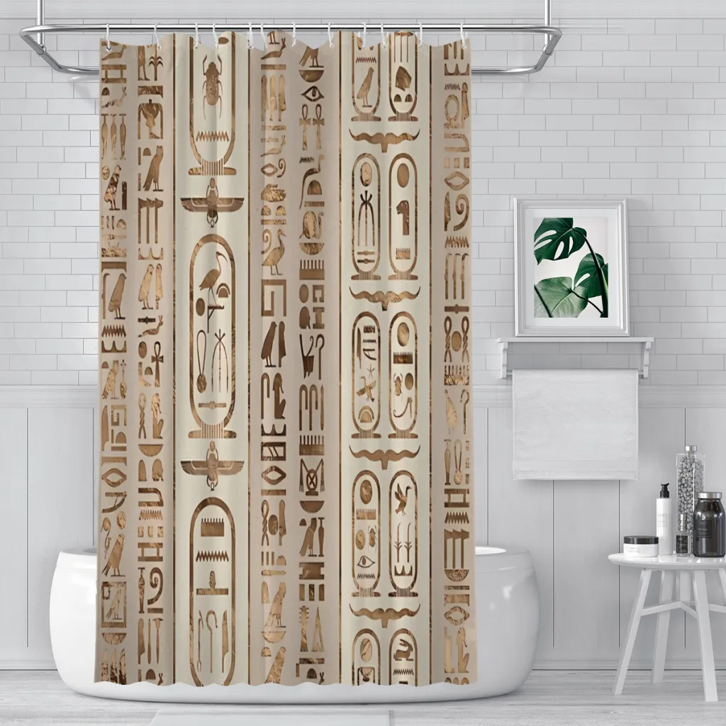 

Egyptian hieroglyphs Pastel Gold Shower Curtain Bathroom Decoration Shower Curtain Birthday Gift