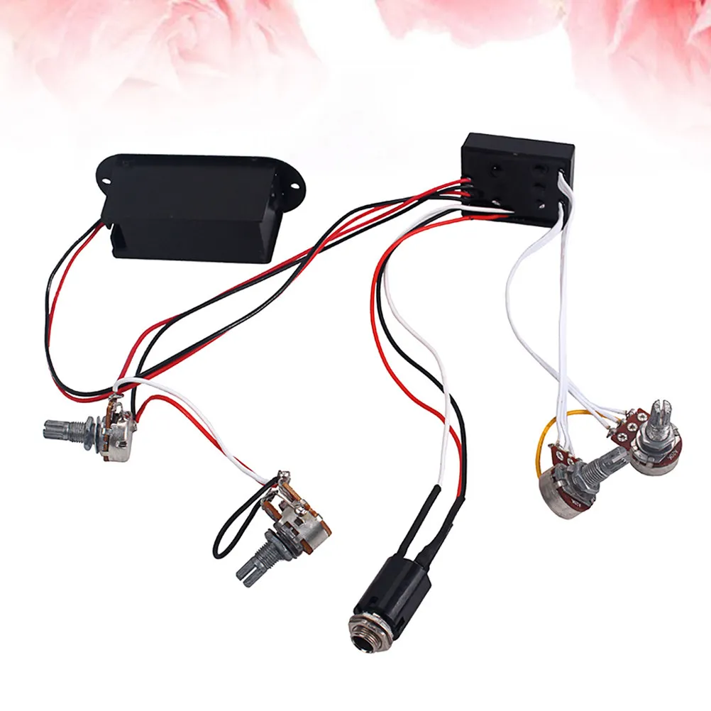 

2-полосный эквалайзер, предусилитель, схема управления тембром бас-гитары, проводка, черный, для активных звукоснимателей J-инструментов