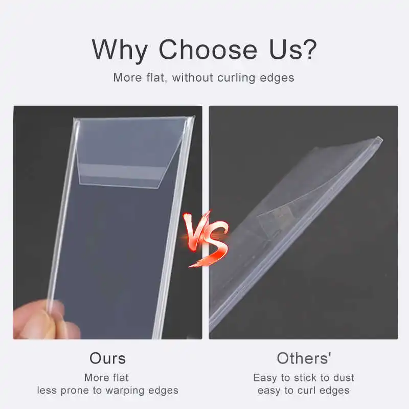 100 قطعة من أغلفة حماية البطاقات الشفافة للبطاقات البلاستيكية الصلبة من 35 إلى 100 نقطة، أغلفة بطاقات الألعاب والصور، فيلم واقي مقاوم للماء