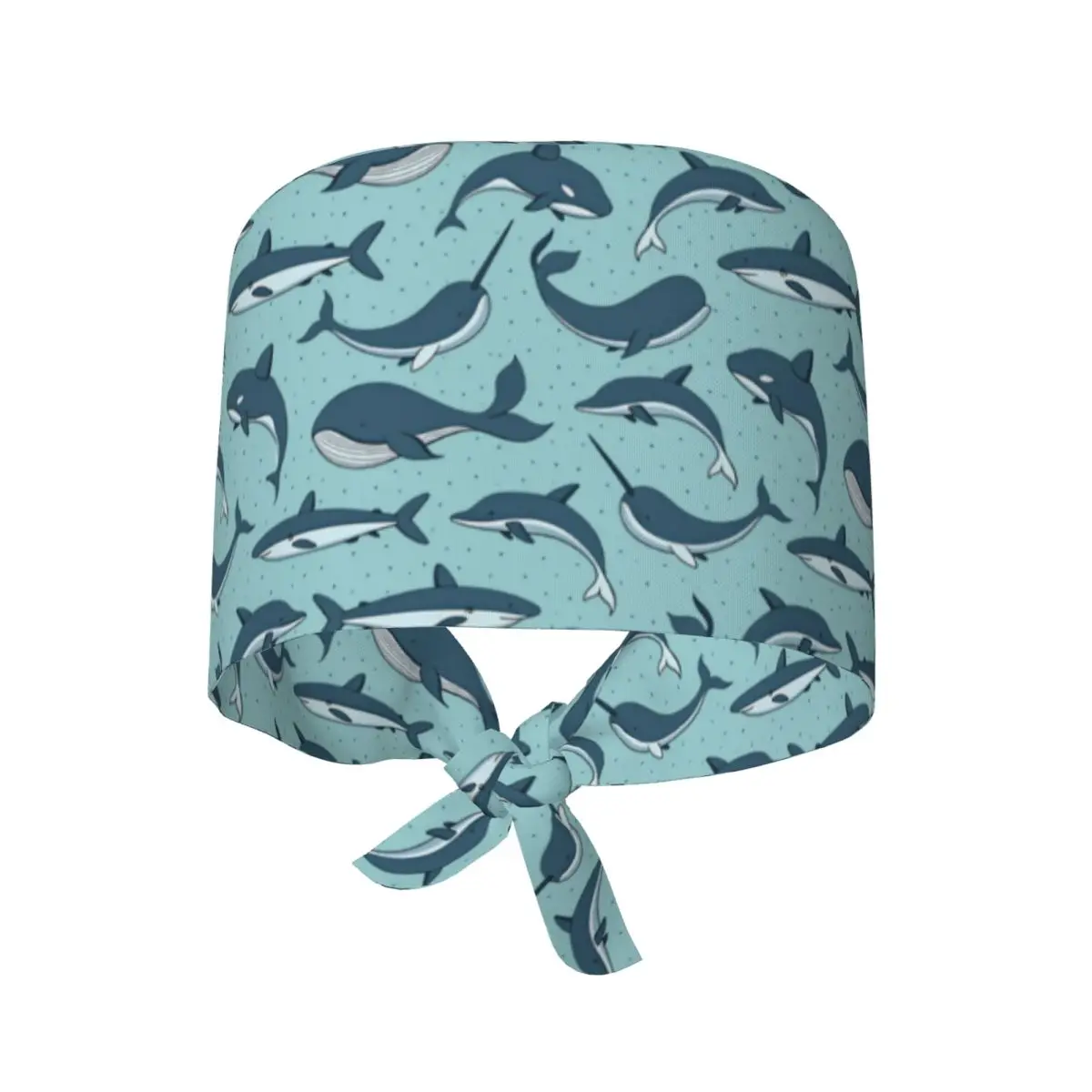 Nurse Hat Vector Seamless Pattern With Whale Shark Work Scrubs Hat Fashion Medical Cap For Unisex Tie Back Design Working Cap