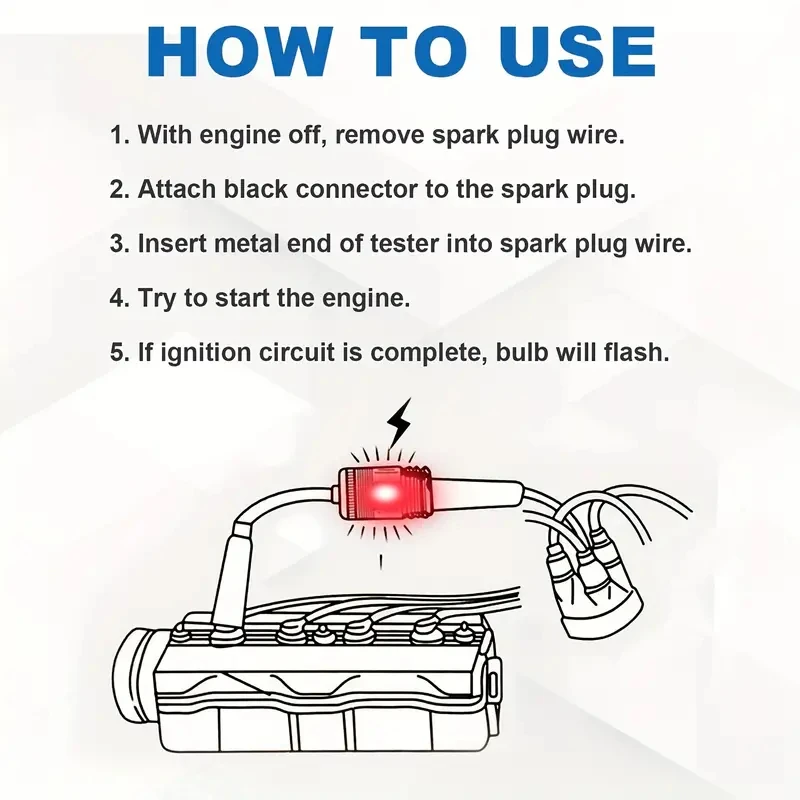 Probador de encendido de bujías automotrices, Detector de cabeza de Metal, herramientas de diagnóstico de bobina y encendido rápido de motor, se adapta a la mayoría de los vehículos, 1 ud.