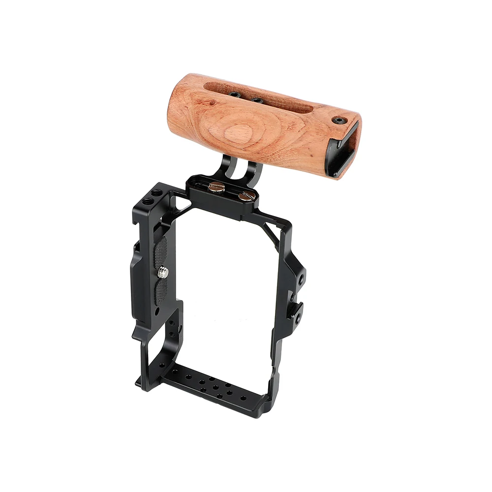 SZRIG Sony ZV-E10 Защитная армированная рамка с полным каркасом (эксклюзивное использование) с левой стороны деревянной рукояткой
