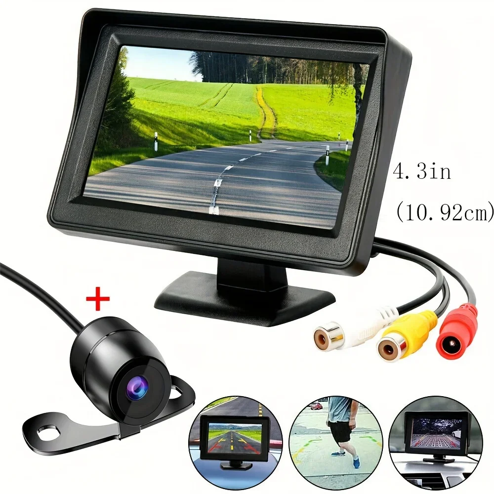 

QueenDer 4.3 inch Monitor Display Parking Assistant System，Car Backup Camera Rear View Kit， for Car Pickups SUV Vehicles