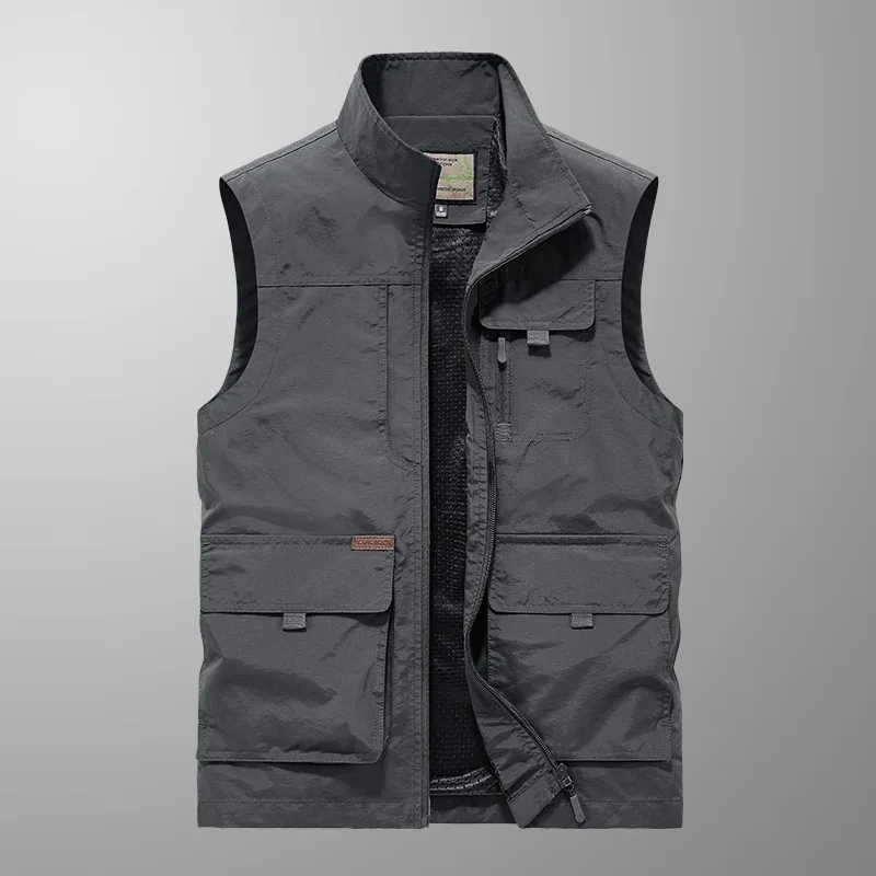 Outdoor Vest, Men's Quick Drying Thin Shoulder, Spring and Summer Leisure, Multi Pocket Photography, Fishing Vest, Sleeveless