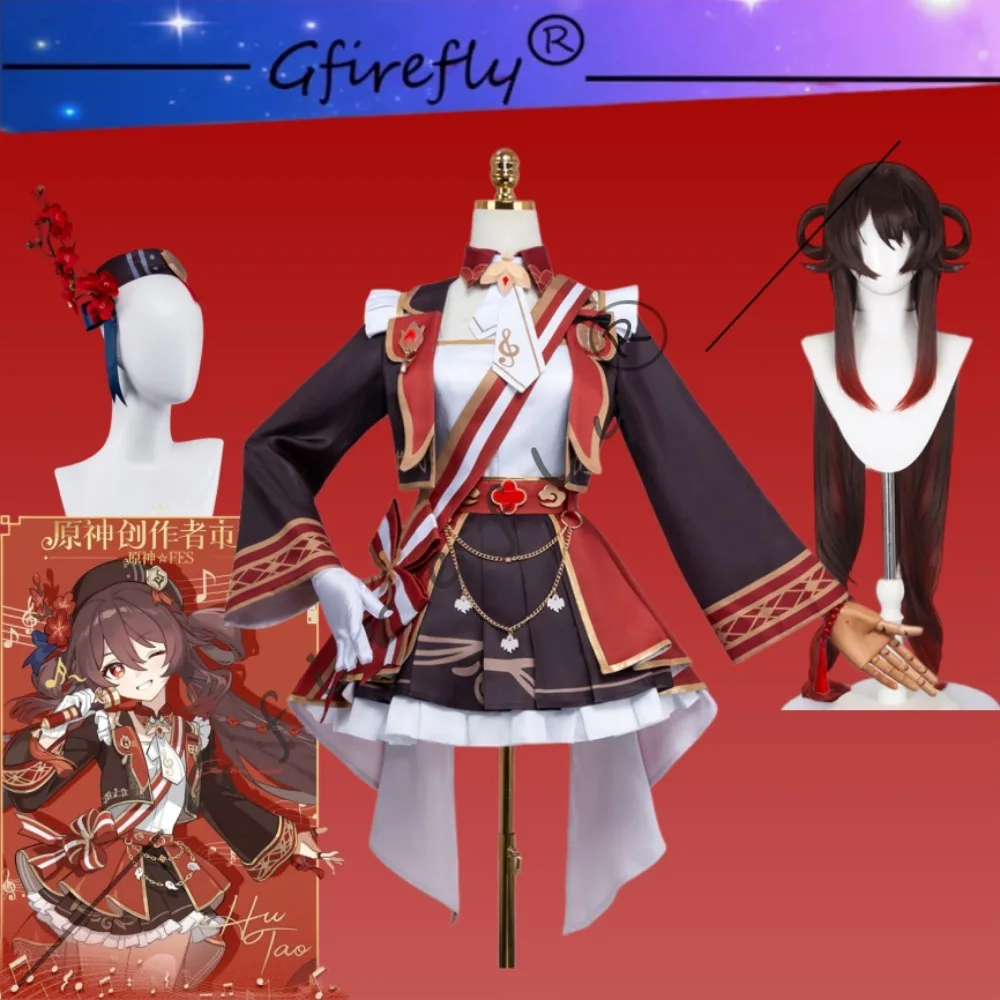 

Genshin Impact Hu Tao Cosplay Costume Lolita Cute Dress Wig Full Set Ancient Chinese Style Women Game Halloween Comic-Con Outfit