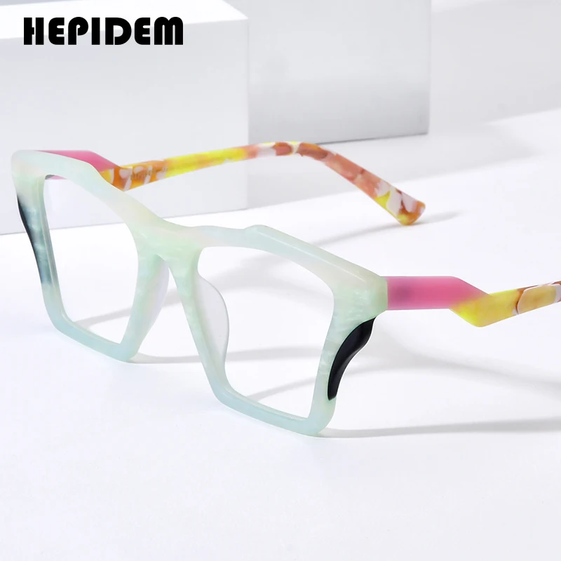 

HEPIDEM Acetate Glasses Frame Women 2024 New Retro Wave Cat Eye Eyeglasses Spectacles Eyewear H9360