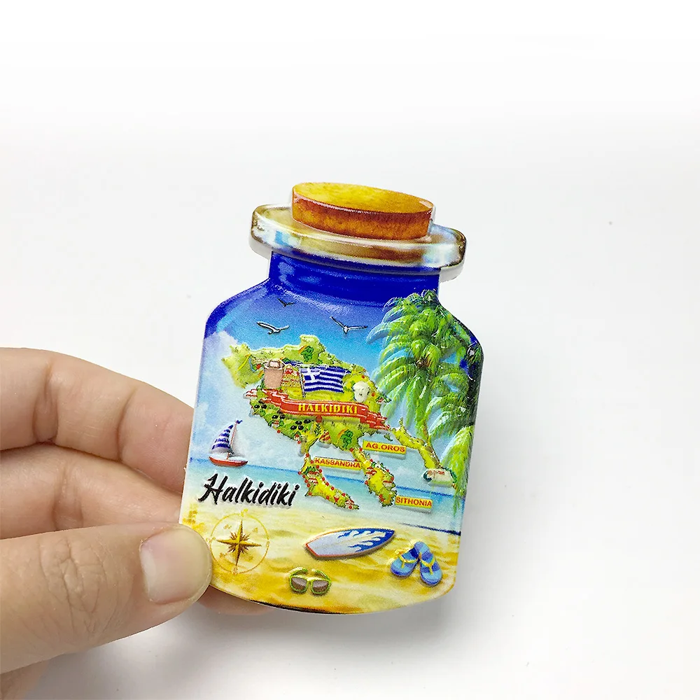 

‌3D Greece Halkidiki Fridge Magnet, Cute Decorative Souvenir, Resin Material, Strong Magnet, Perfect for Kitchen & Home Decor