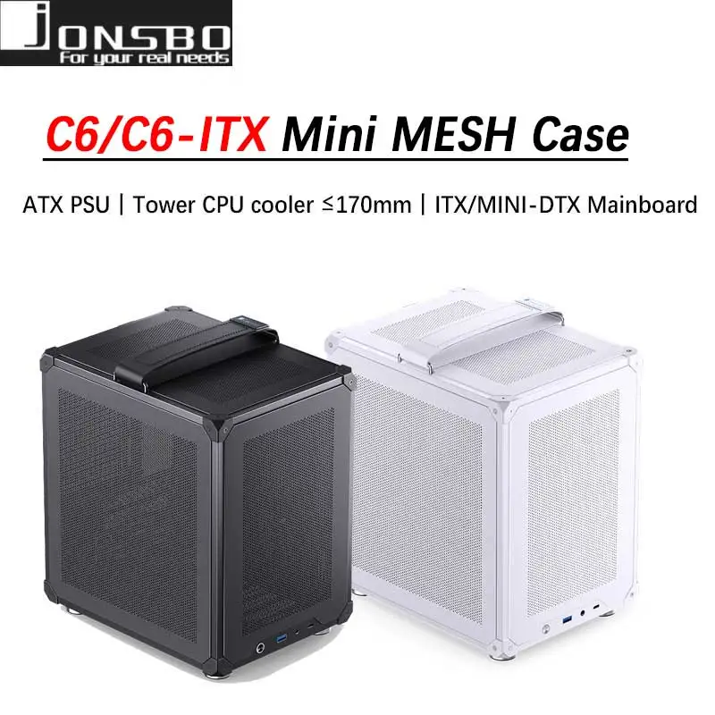 Jonsbo C6/C6-ITX Draagbare Desktop Mini Mesh Case Ondersteunt Toren Koeler ≤ 170Mm Atx Psu Itx/MINI-DTX Moederbord Wordt Geleverd Met Handvat