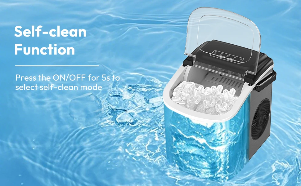 LOEFME Tragbare Mini-Vollautomatik-Eismaschine in Kugelform, 12 kg/24 Stunden, 6 Minuten/9 Stück Eiswürfel mit Schaufel, professionelle Eismaschine – Detail 9