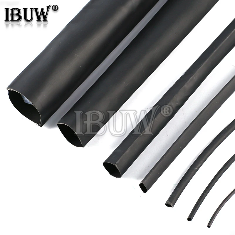 5Meters/LOT Heat shrinkable tube 1mm 1.5mm 2mm 3mm 4mm 5mm 6mm Black Insulation Sleeve