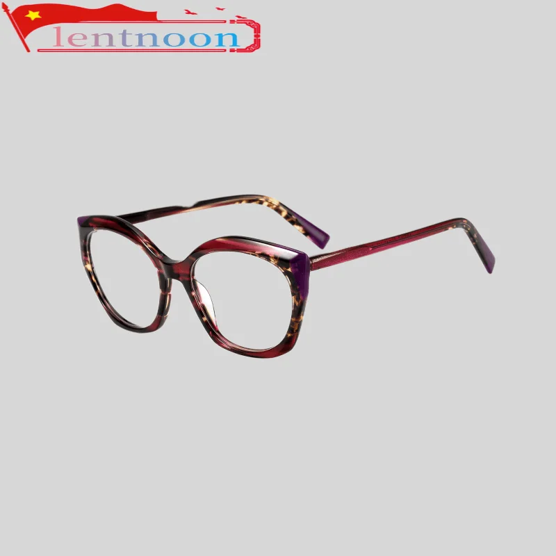 Glasses Frame Colorful Cool Lady Personality Trend High Quality Acetate Designer Cat Eye Classic Optical Lenses Decoration Read