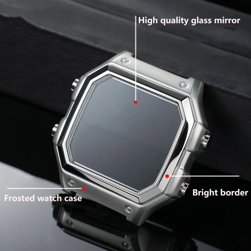 AE1200 Logam Case Mod Kit untuk Casio 3299 AE-1200 AE-1300 Bezel Kaca Tali Cincin Stainless Steel Watch Band Dimodifikasi Aksesoris