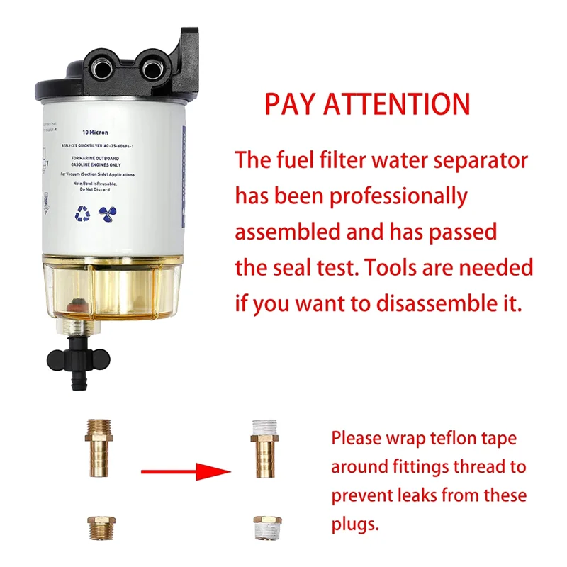 

New Boat 3/8 Inch NPT Fuel Water Separating Filter System S3213 For Mercury -Marine Outboard Motor Replacement Accessories