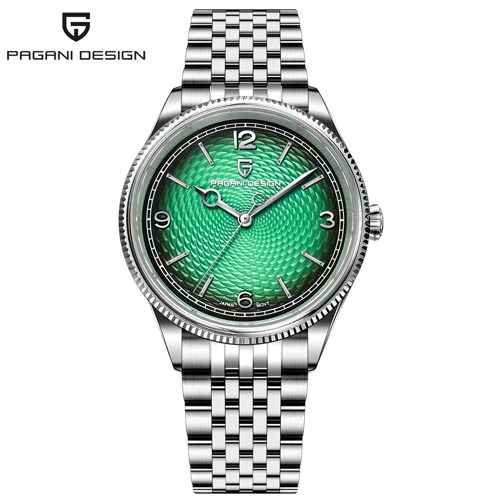 2026 Neue Herren-Quarzuhr PAGANI DESIGN 40MM Retro Grüne Wellen-Uhr Luxusuhr für Herren AR Saphirglas Edelstahl Business-Armbanduhr Hombre EU-Lokalversand