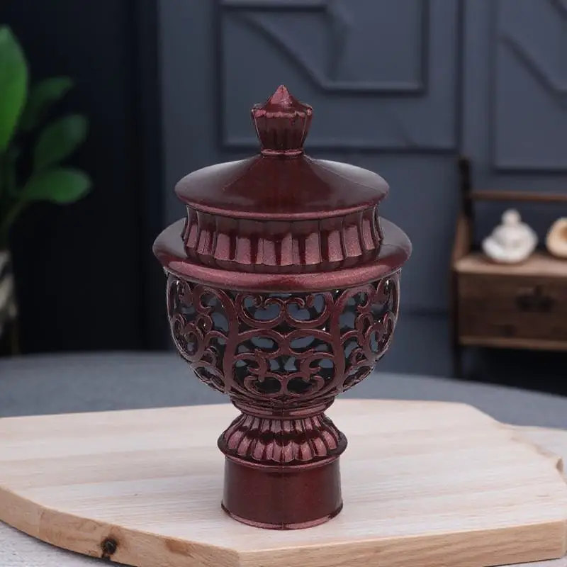 

6Pcs Decorative Window Curtain Rod End Hollow Retro Plastic Fittings Universal Curtain Rod Finials for Home Decor Red