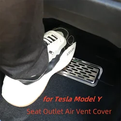 Cubierta antipolvo antibloqueo para rejilla de ventilación de coche, placa decorativa de acero inoxidable, cubiertas de salida debajo del asiento, para Tesla Model Y