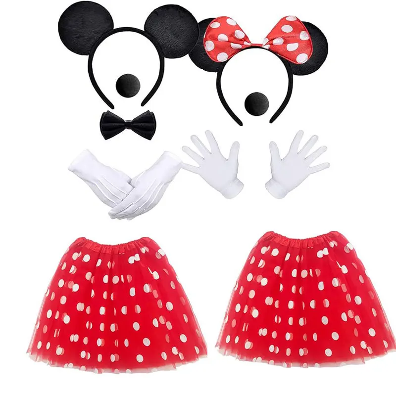 

Children Mouse Costume Mouse Tutu Skirt Headband Tail with Mouse Theme Ears Gloves Nose Bow Tie Bow Carnival Costume