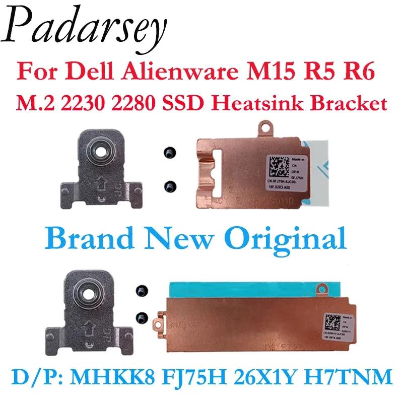 Padarsey New Original For Dell Alienware M15 R5 R6 Laptop M.2 2230 2280 SSD Heatsink Bracket 2021 Models MHKK8 FJ75H 26X1Y H7TNM