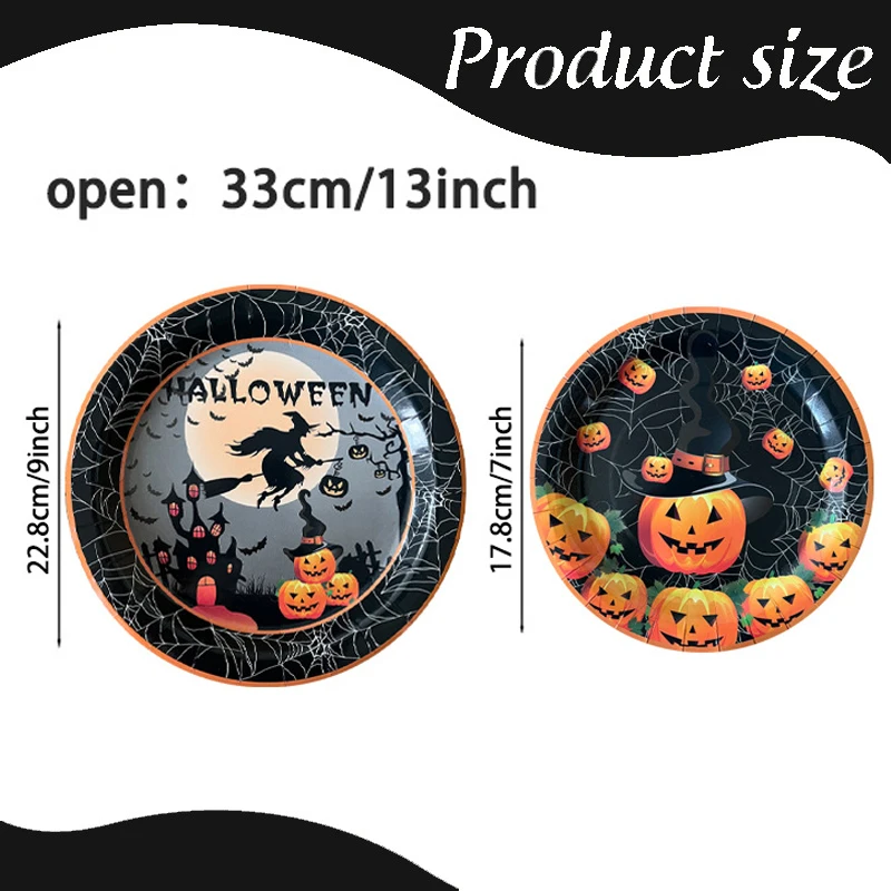 20pcs paper plates and cups for Halloween themed parties